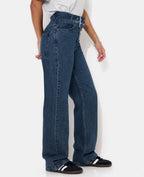 Jean straight taille haute avec ceinture