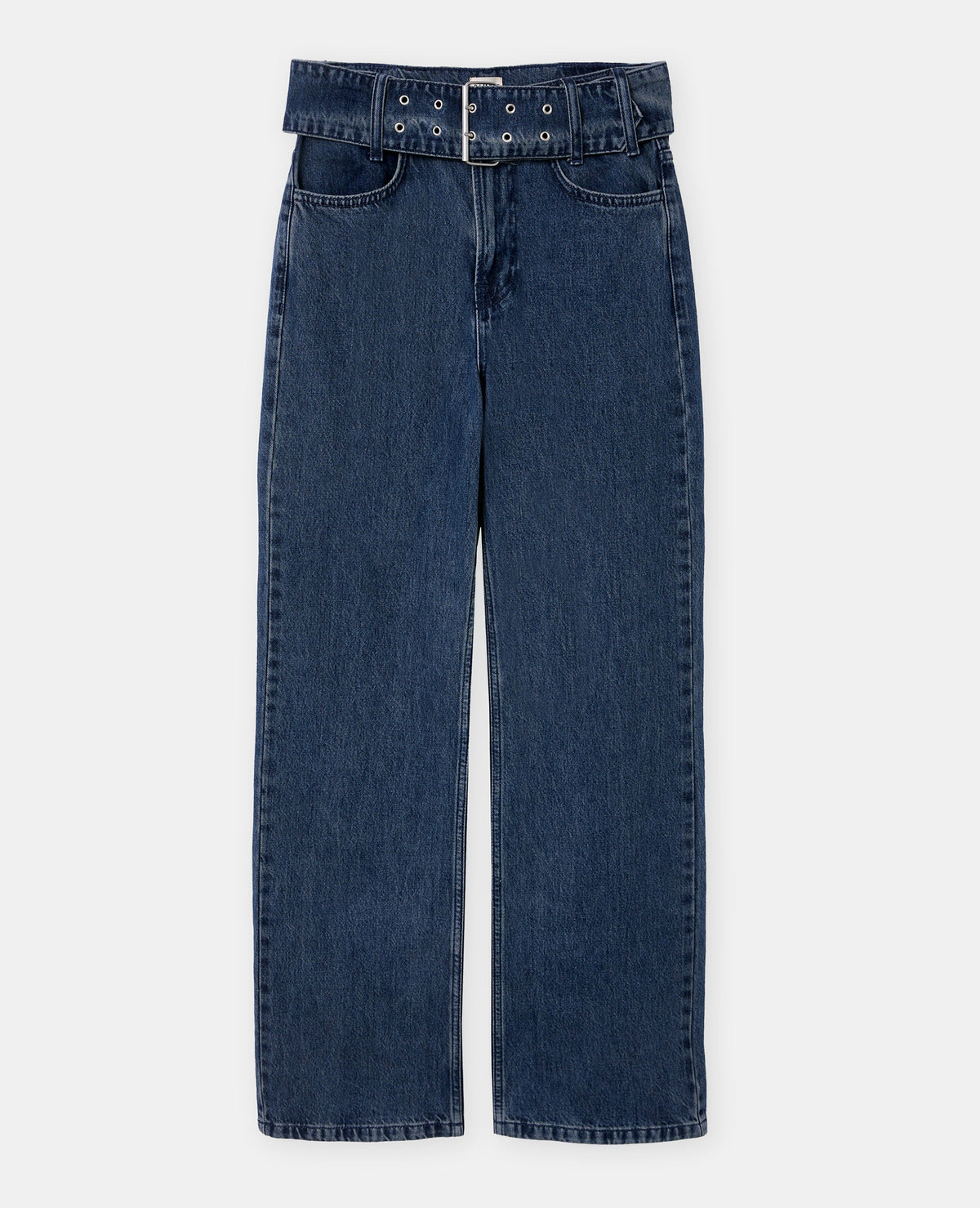 Jean straight taille haute avec ceinture