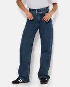 Jean straight taille haute avec ceinture