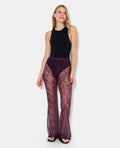 Pantalon flare en dentelle taille élastiquée
