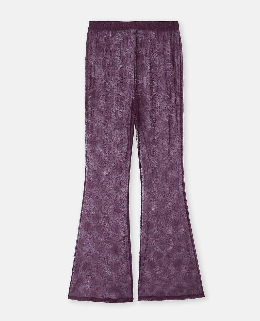 Pantalon flare en dentelle taille élastiquée