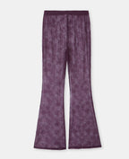 Pantalon flare en dentelle taille élastiquée