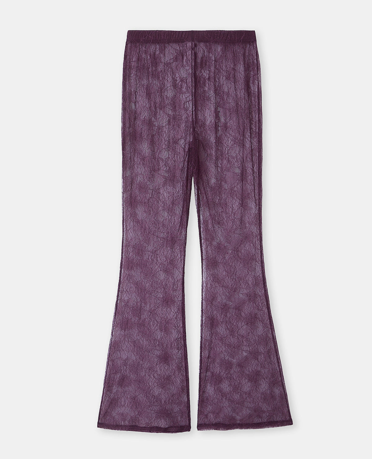 Pantalon flare en dentelle taille élastiquée