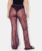 Pantalon flare en dentelle taille élastiquée