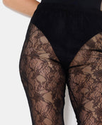 Pantalon flare en dentelle taille élastiquée