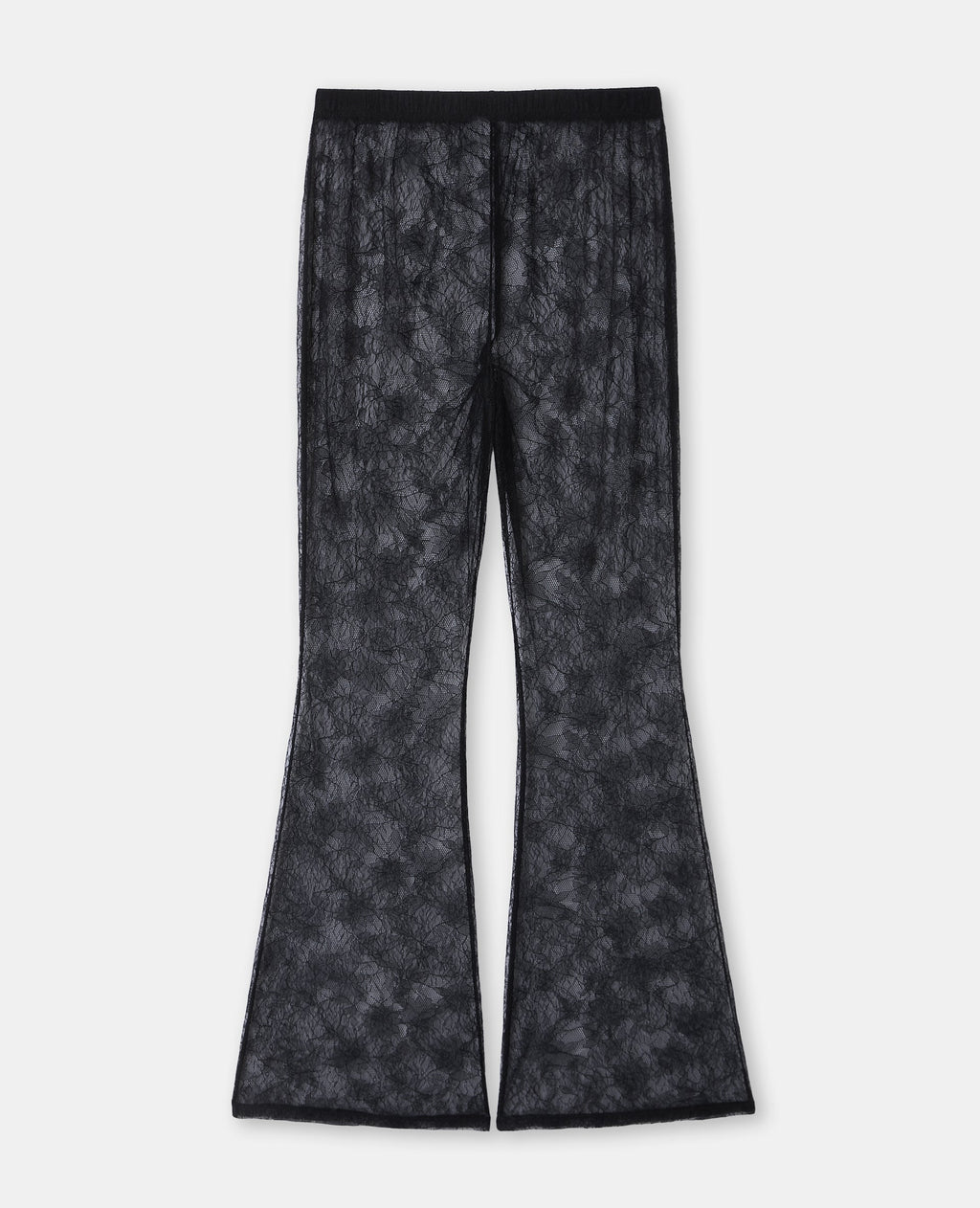 Pantalon flare en dentelle taille élastiquée
