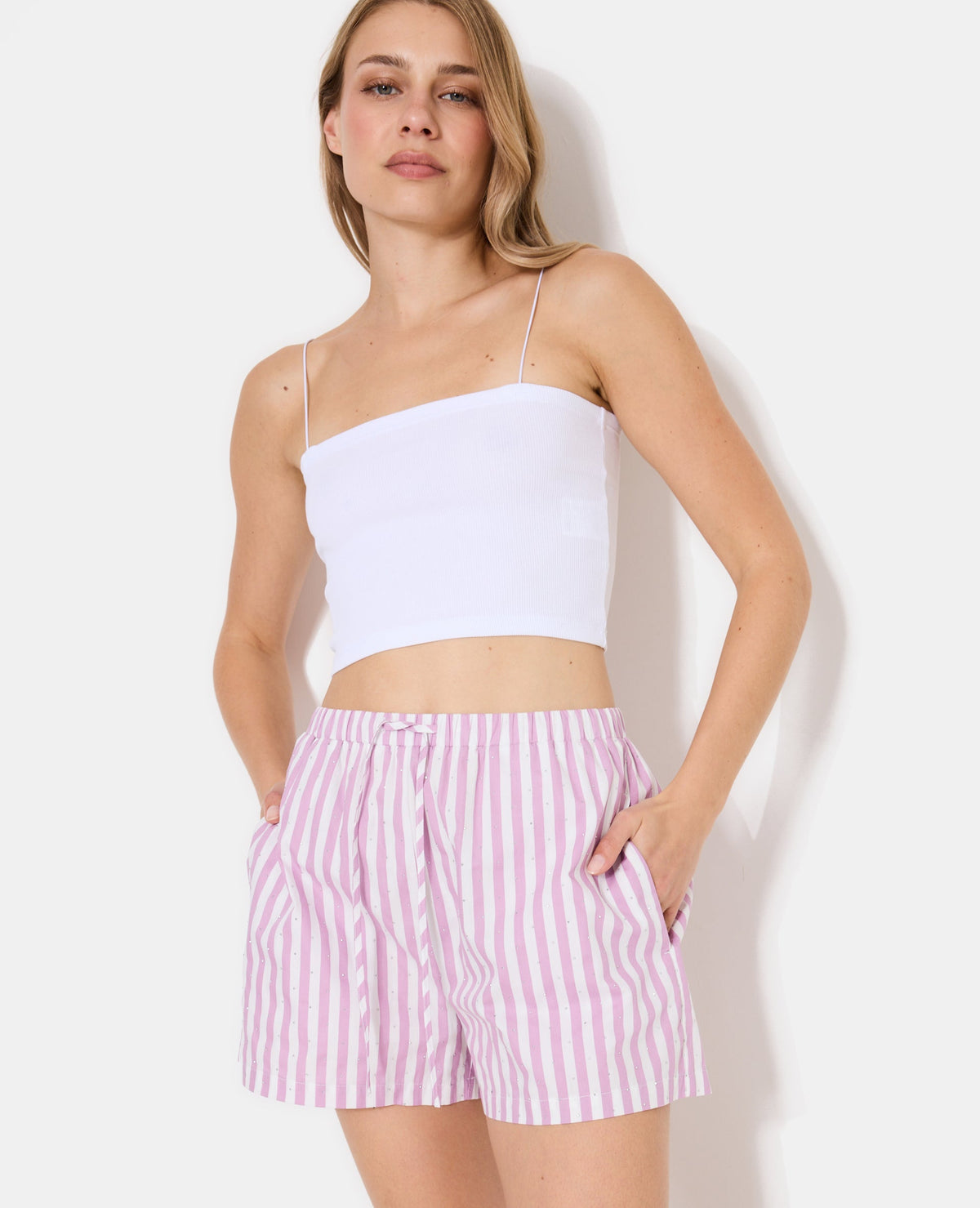 Short rayé avec strass
