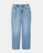 Jean straight taille haute avec strass