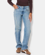 Jean straight taille haute avec strass