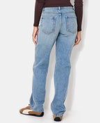 Jean straight taille haute avec strass