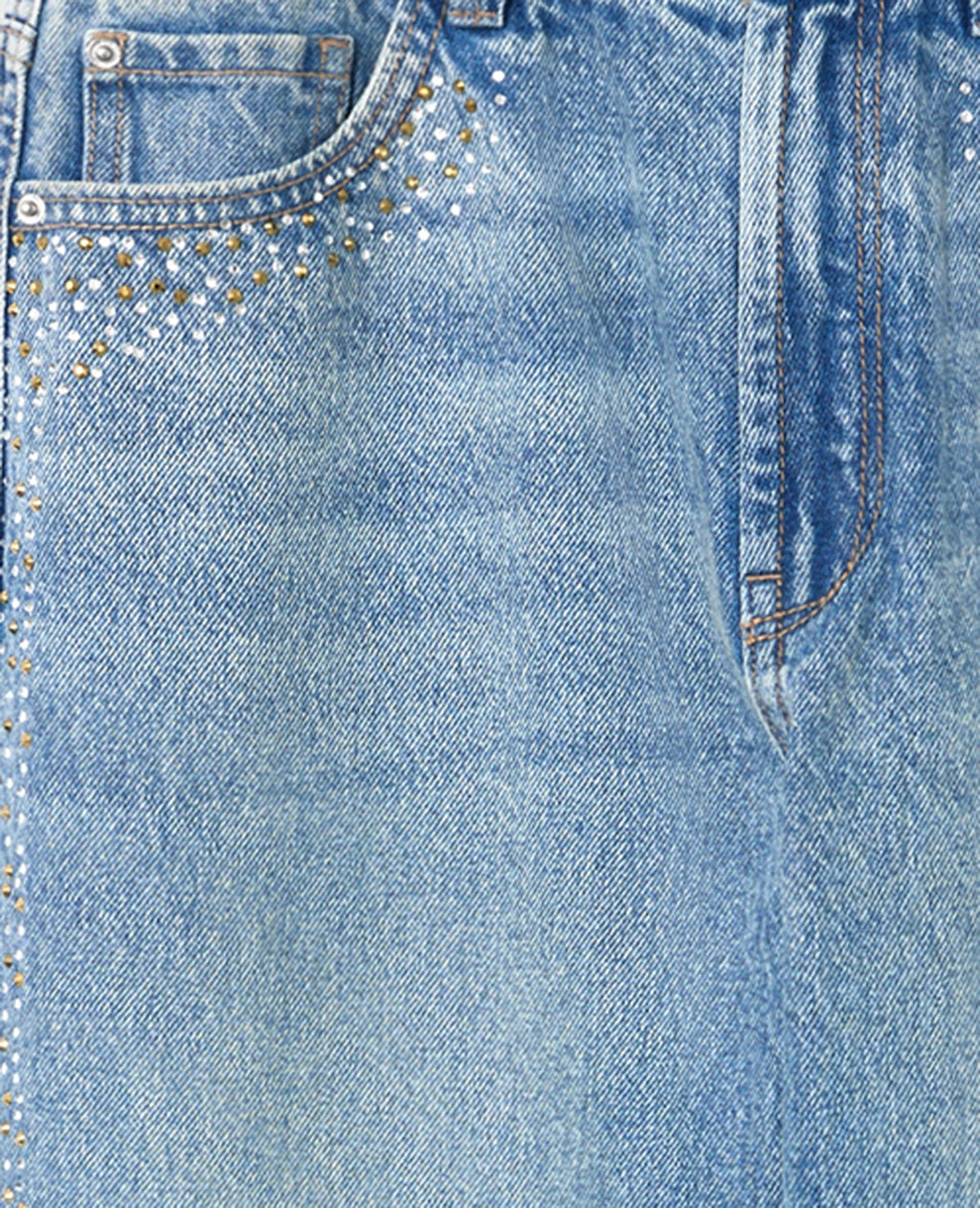 Jean straight taille haute avec strass
