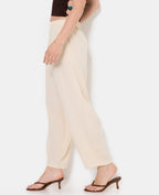 Pantalon barrel en tissu effet lin