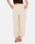 Pantalon barrel en tissu effet lin