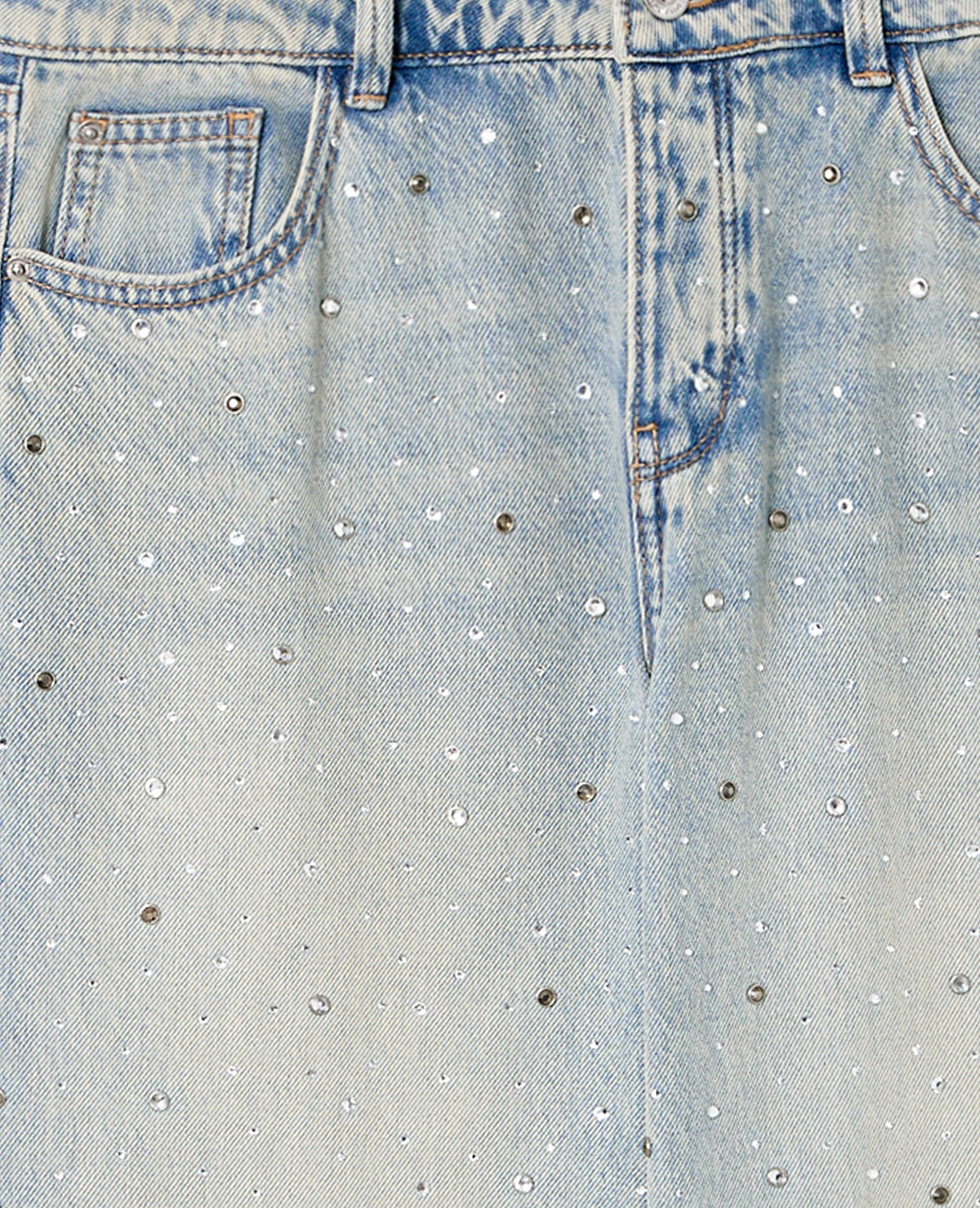 Jean wide taille basse avec strass