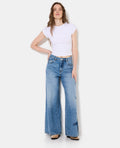 Jean extra-wide taille haute avec étoiles clous