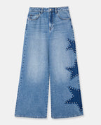 Jean extra-wide taille haute avec étoiles clous