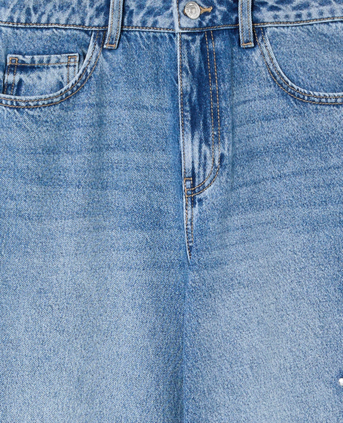 Jean extra-wide taille haute avec étoiles clous