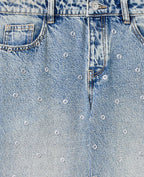 Jean wide taille medium avec œillets