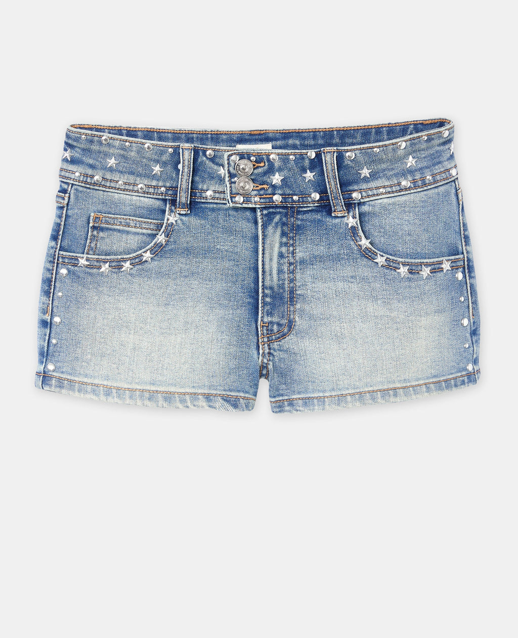 Mini-short en jean taille basse avec clous et étoiles