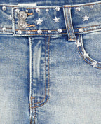 Mini-short en jean taille basse avec clous et étoiles