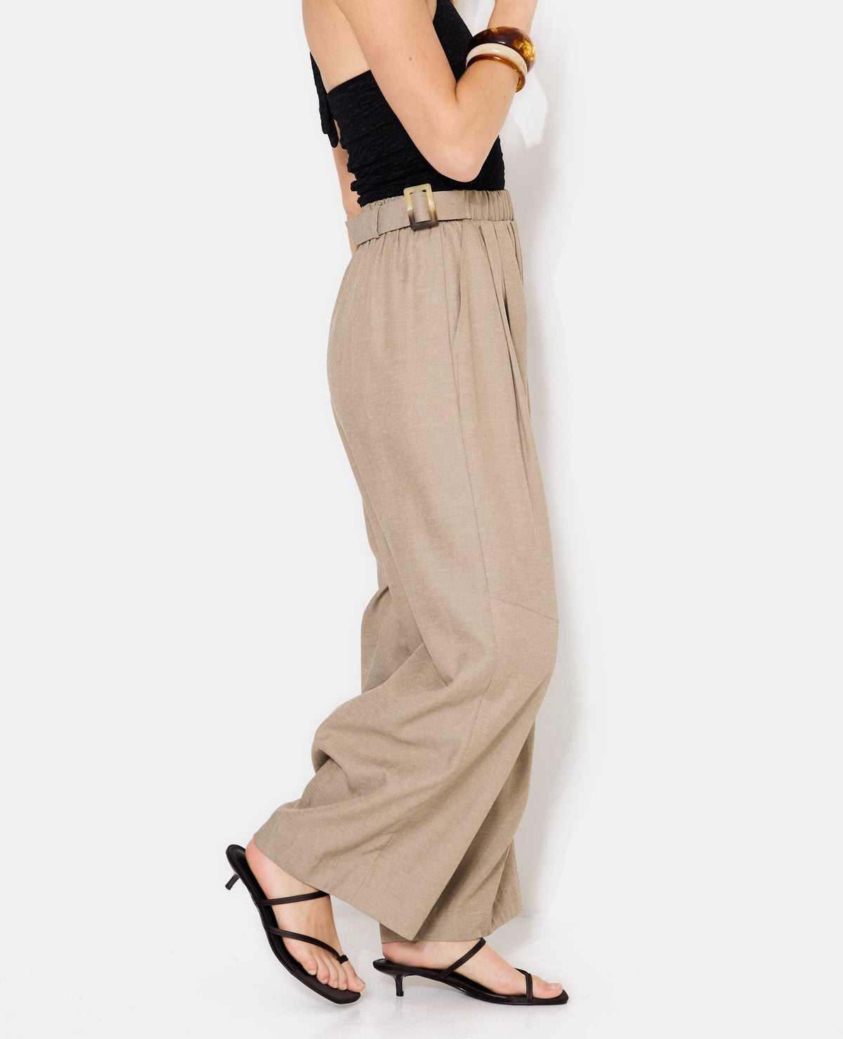 Pantalon barrel avec lin