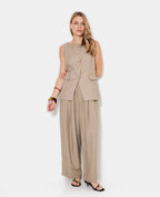 Pantalon barrel avec lin