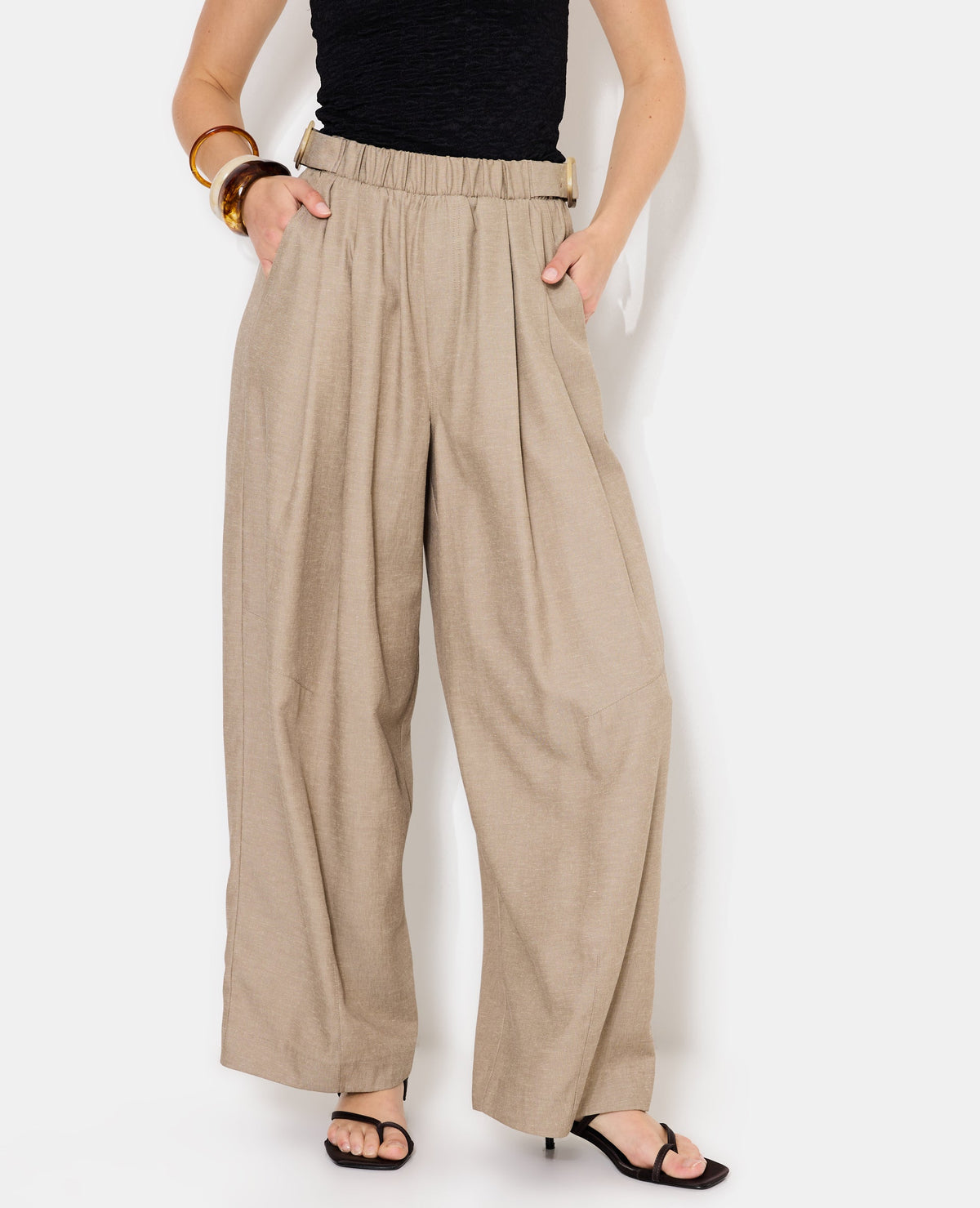 Pantalon barrel avec lin