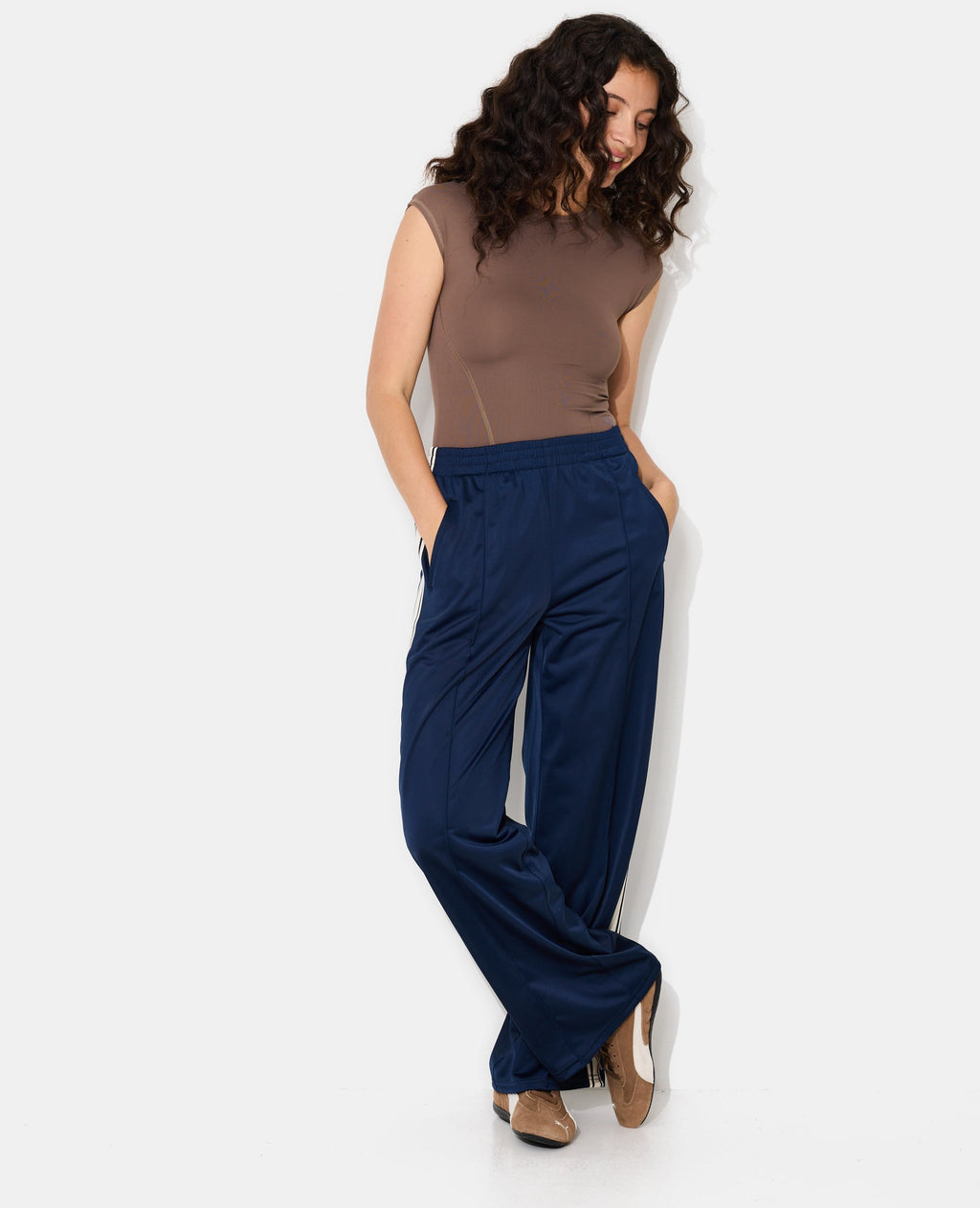 Pantalon de jogging droit avec bandes contrastées