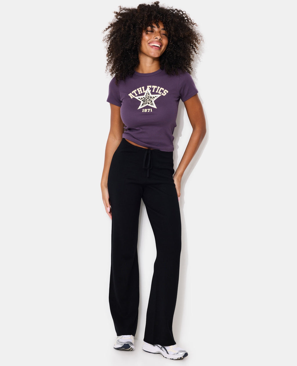 Pantalon en maille avec lien coulissé