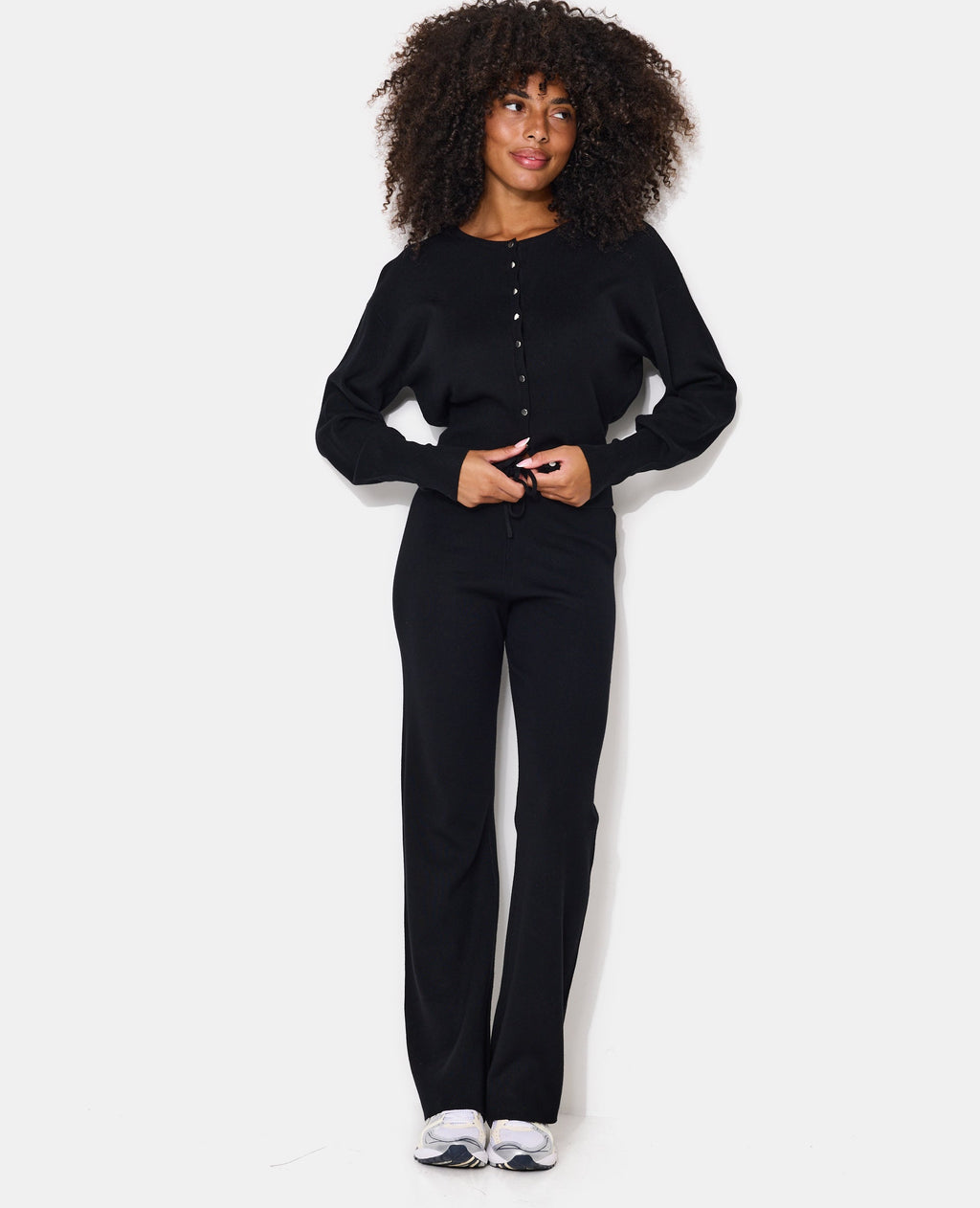 Pantalon en maille avec lien coulissé