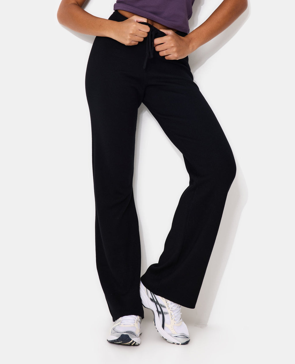 Pantalon en maille avec lien coulissé
