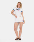 Short mini en molleton avec fleur