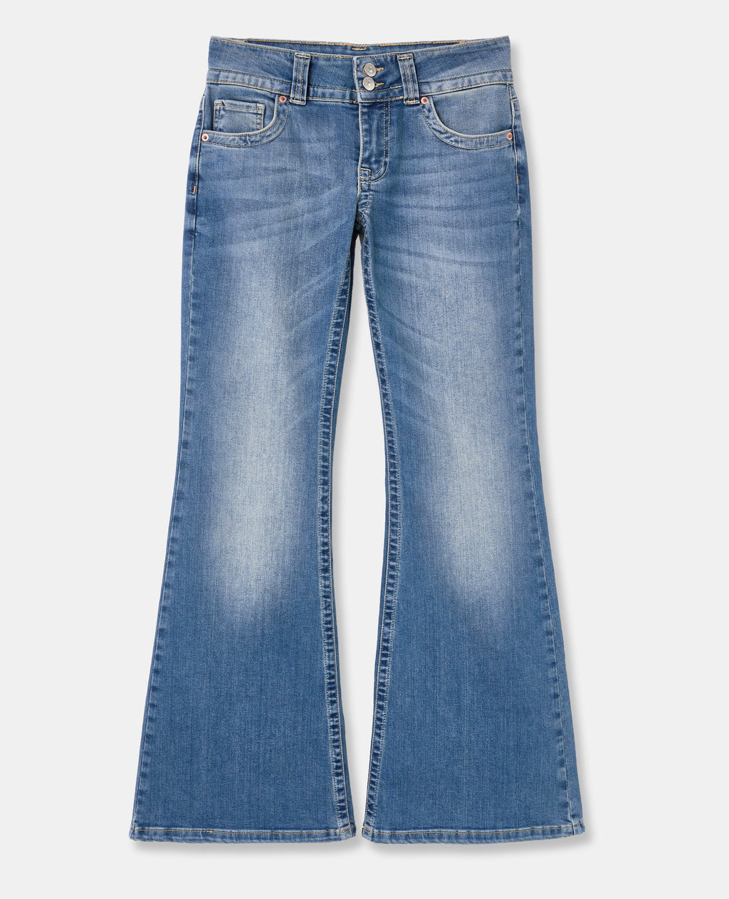 Jean flare taille basse avec 2 boutons