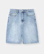 Bermuda en jean avec étoiles strass léopard