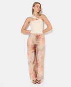 Pantalon fluide et droit effet marbré