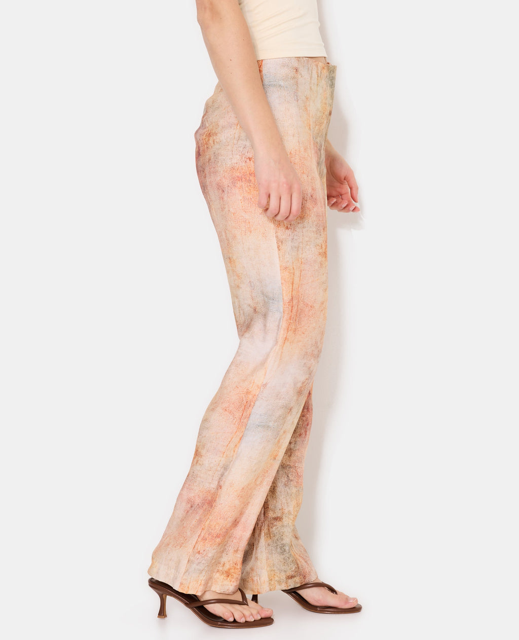 Pantalon fluide et droit effet marbré