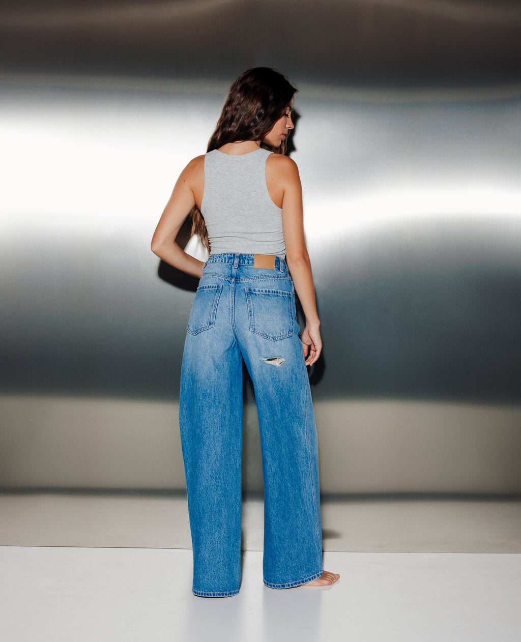 Jean destroy extra wide taille haute