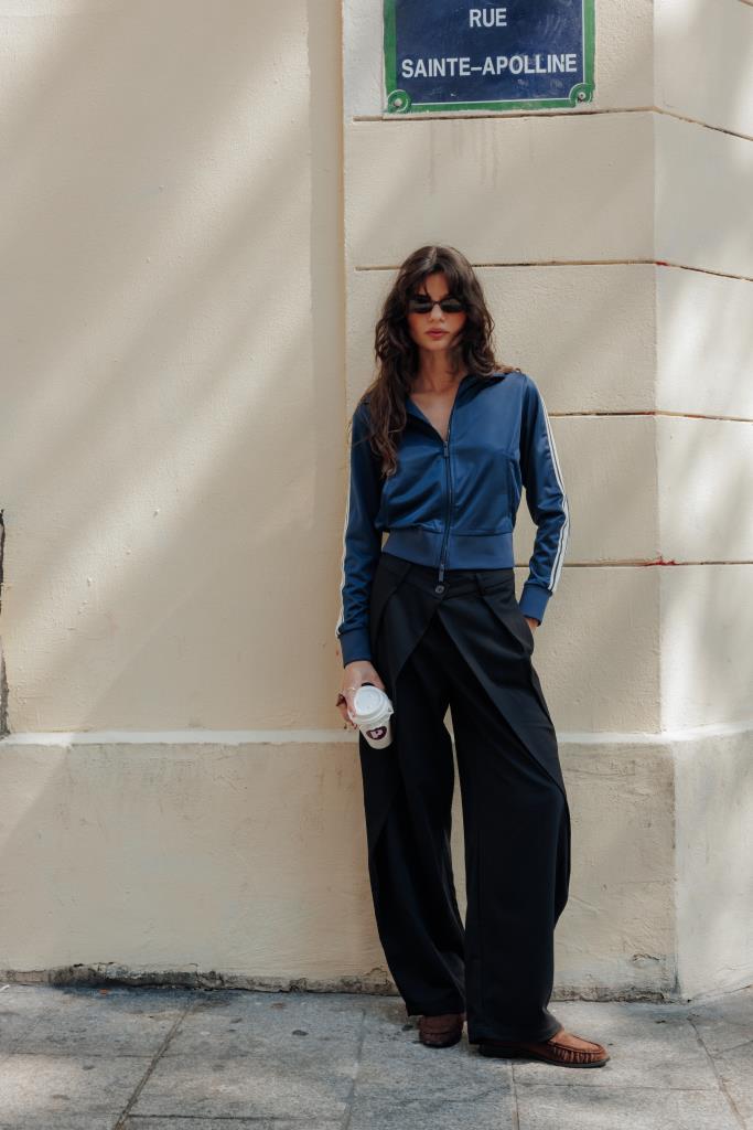 Pantalon city avec plis et pinces effet superposition