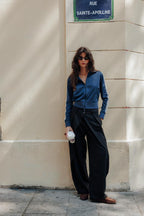 Pantalon city avec plis et pinces effet superposition