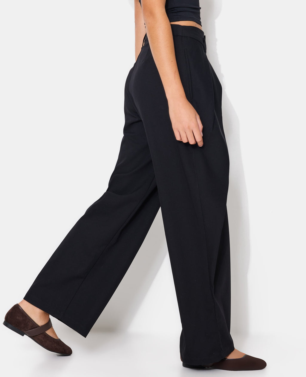 Pantalon city avec plis et pinces effet superposition