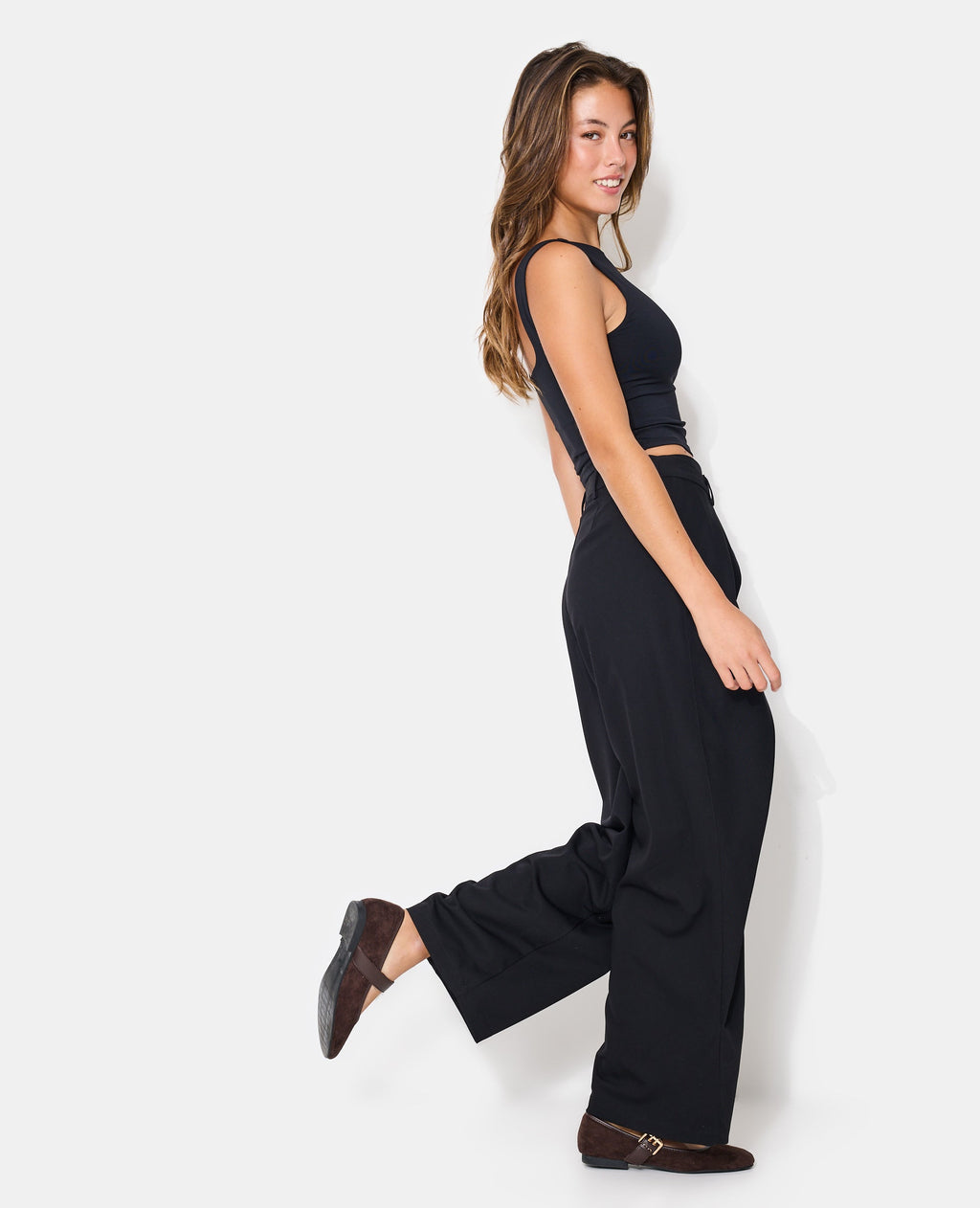 Pantalon city avec plis et pinces effet superposition