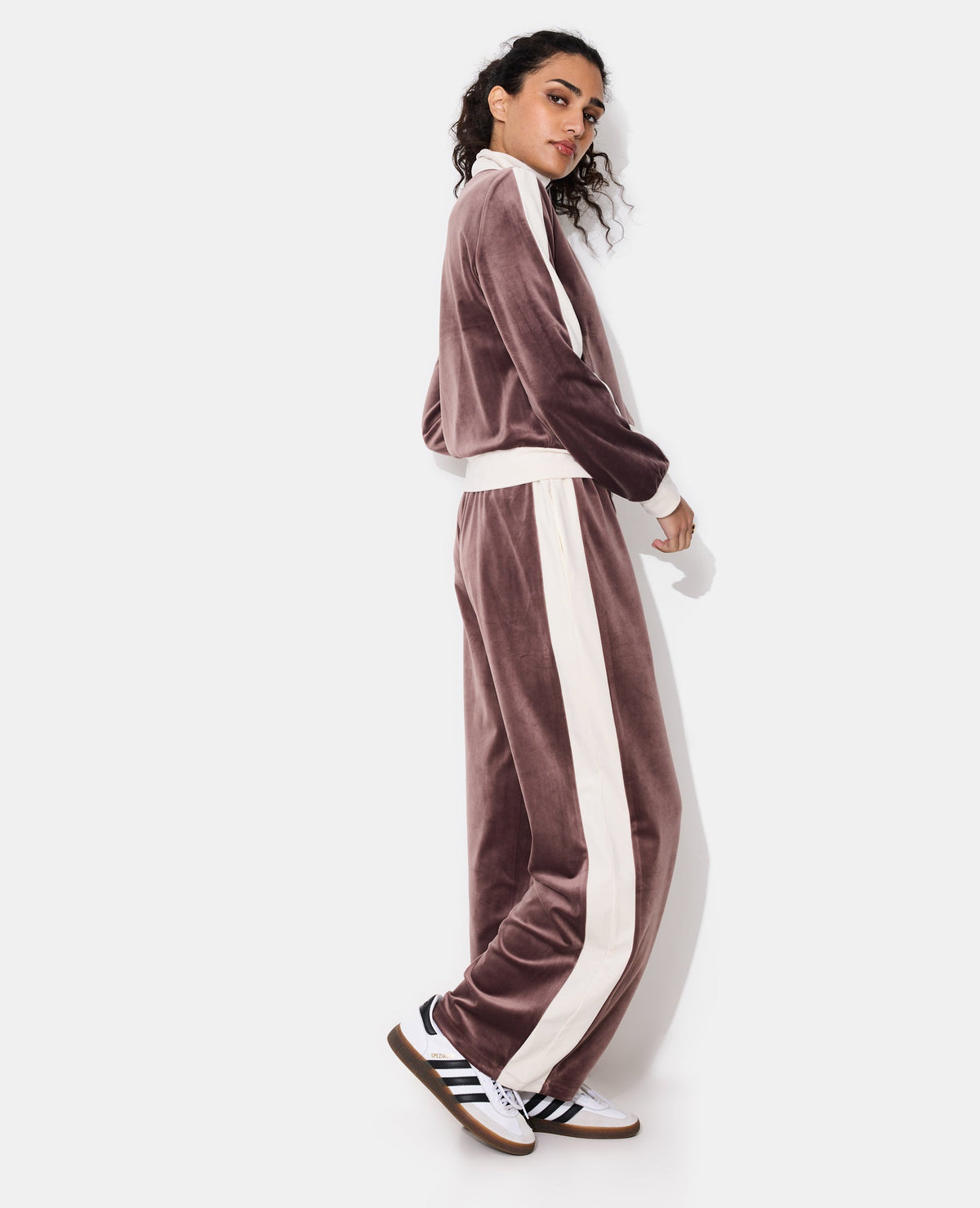 Pantalon de jogging droit en velours bicolore