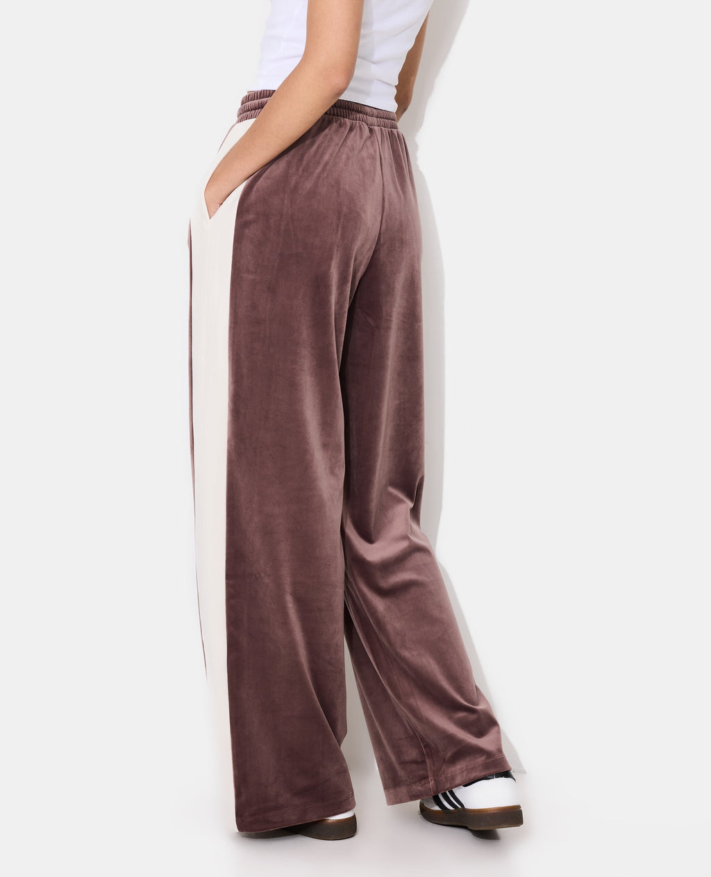 Pantalon de jogging droit en velours bicolore