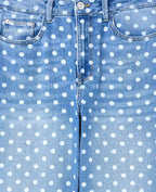 Jean wide taille haute motif pois