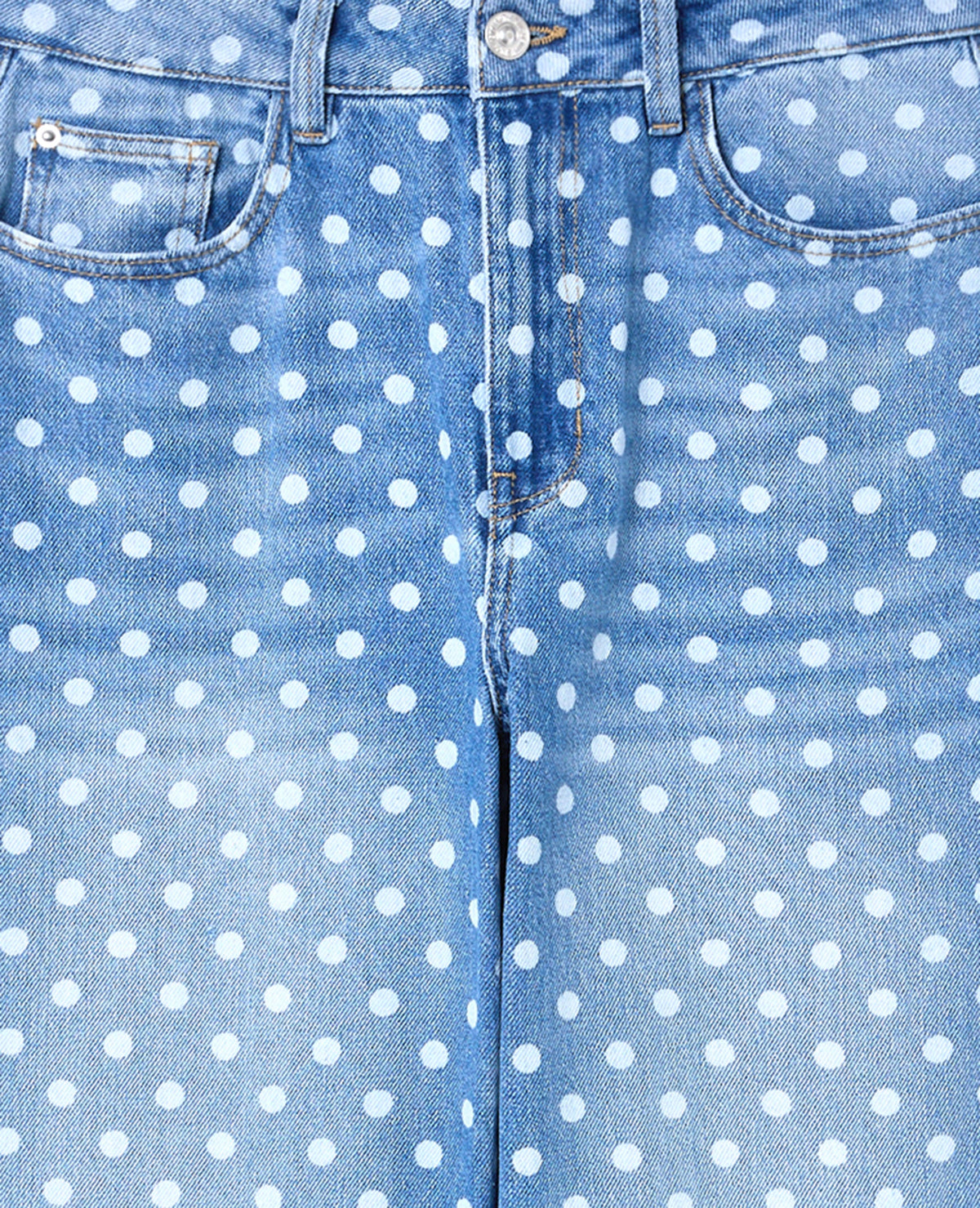 Jean wide taille haute motif pois