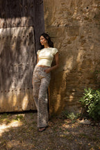 Jean wide motif zèbre avec ceinture décalée