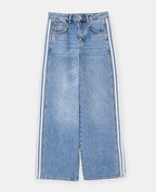 Jean wide taille medium avec bandes contrastées