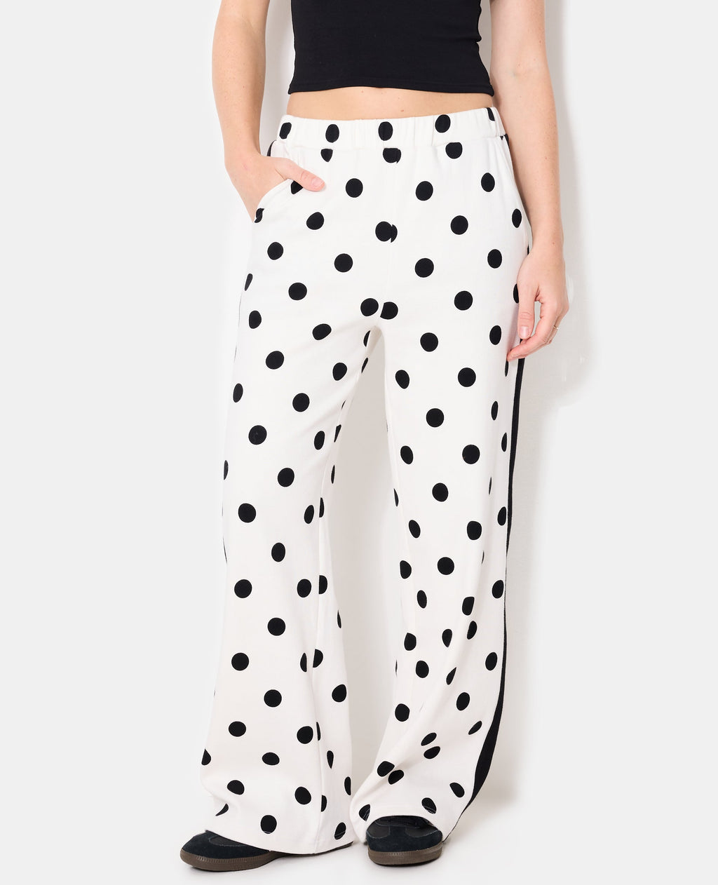 Pantalon de jogging à pois avec bandes contrastées
