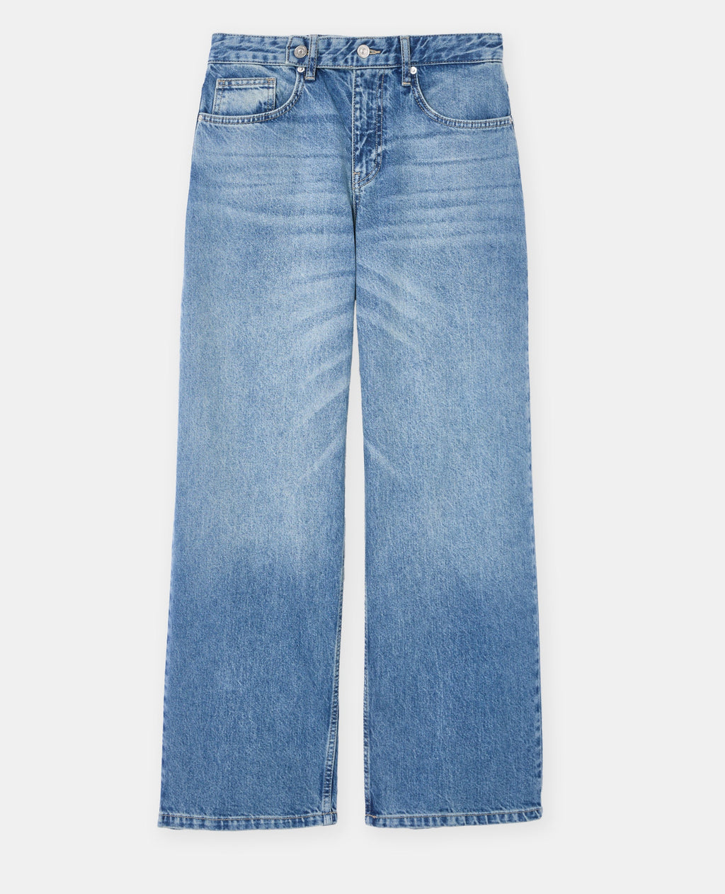 Jean wide taille basse avec patte boutonnée