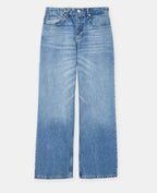 Jean wide taille basse avec patte boutonnée